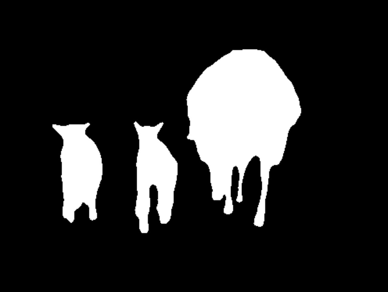 Predicted binary segmentation mask for the three sheep